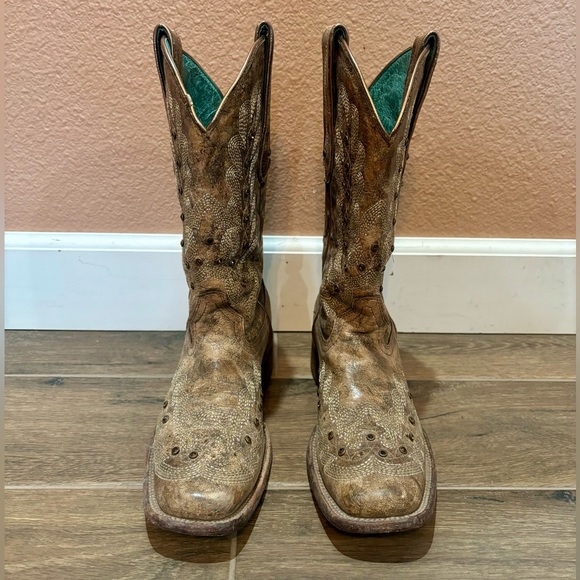 Women’s Cowboy boots- Corral tan/gold - Picture 1 of 9